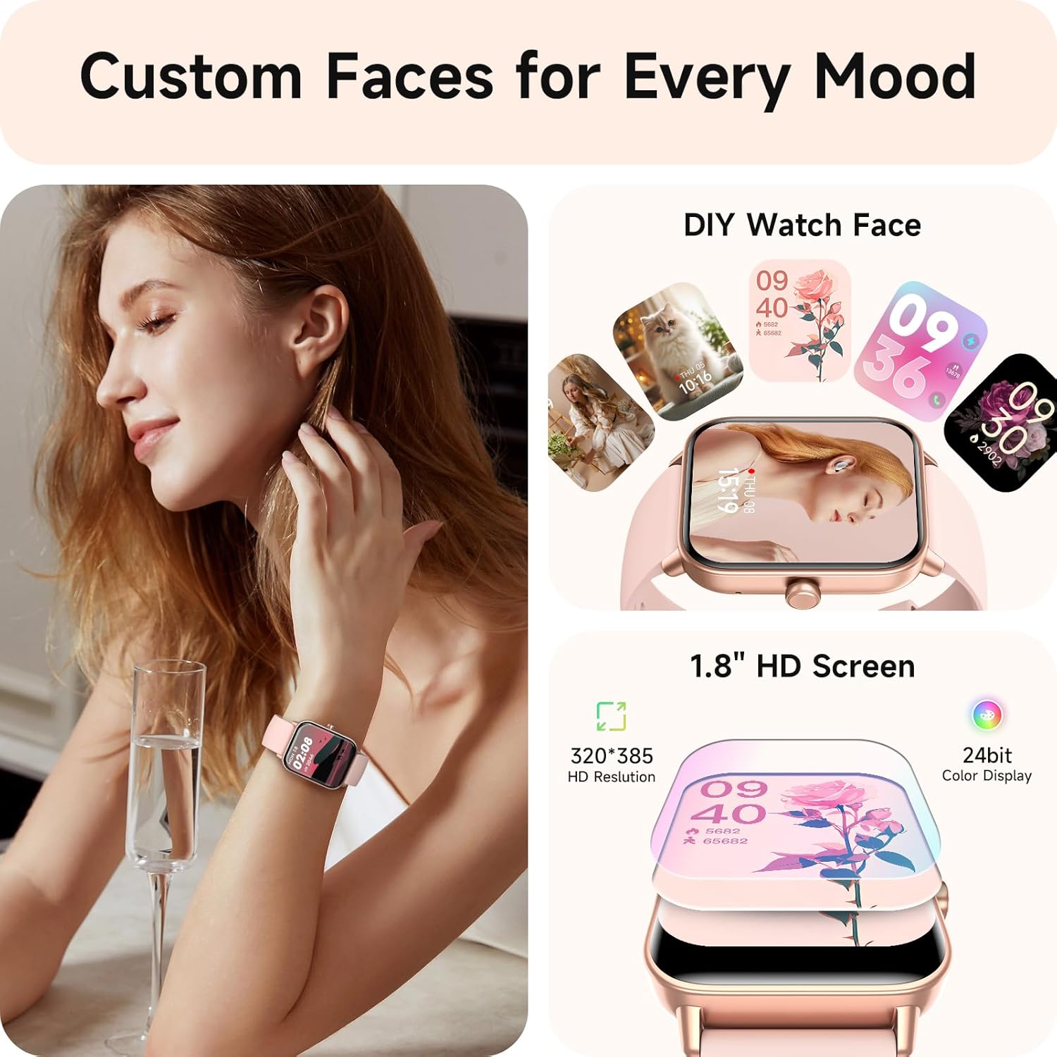 Ladies Smart Watch Alexa Call 110 Sports IP68