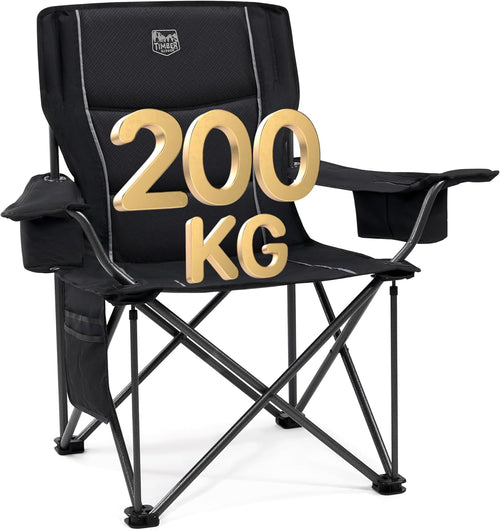 Heavy Duty Camping Chair 200kg Padded Black
