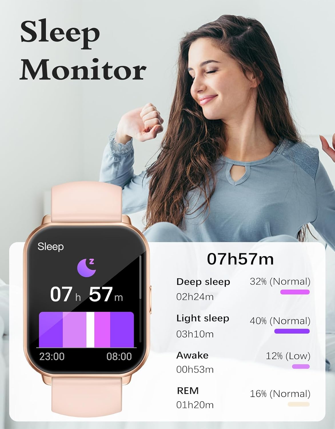 Smart Watch Bluetooth Call Fitness Tracker 1.85 Inch HD