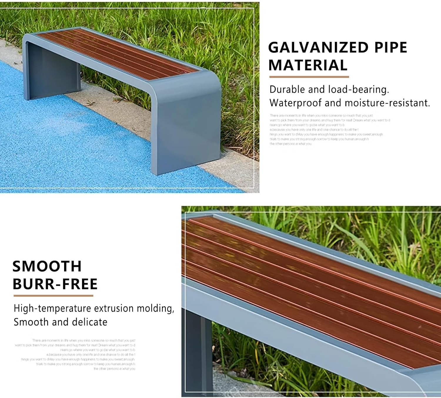 Outdoor Garden Bench 150cm Wooden Patio Seat Weatherproof Backless