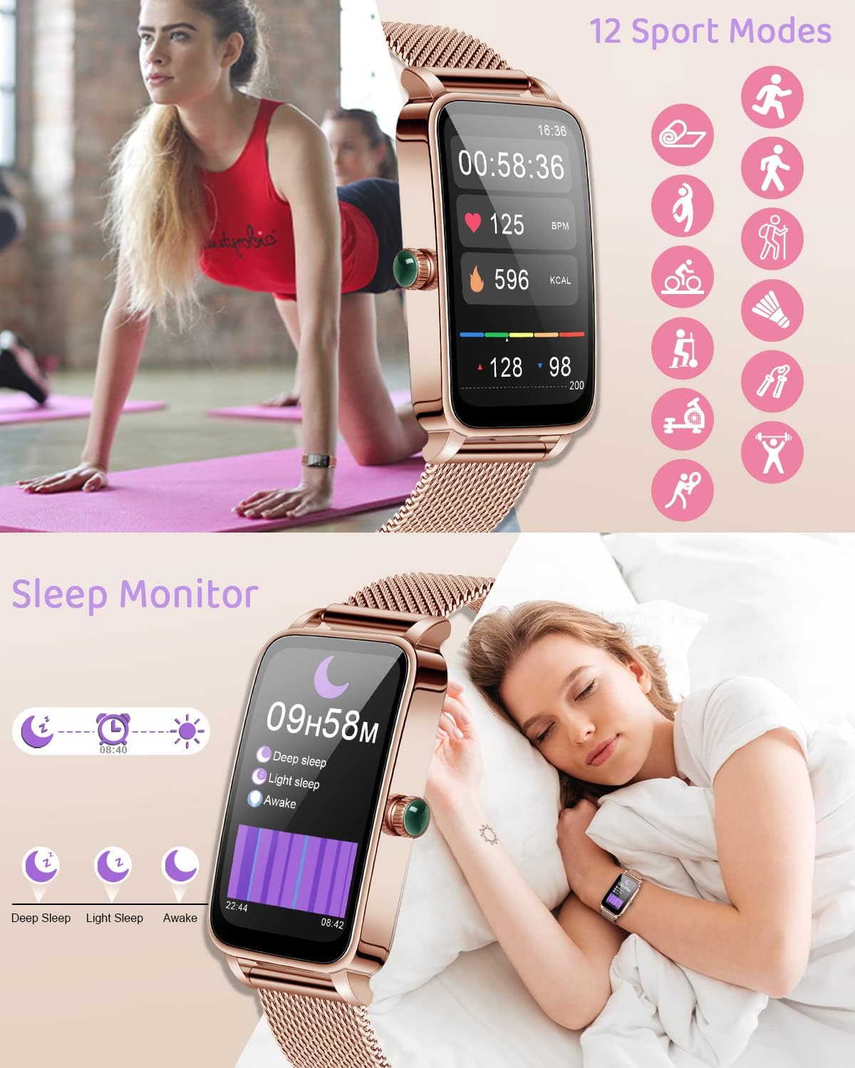 Smart Watch Fitness Tracker Heart Rate Sleep IP68