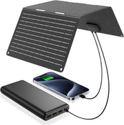 30W Foldable Solar Charger USB C USB A Camping Backpack