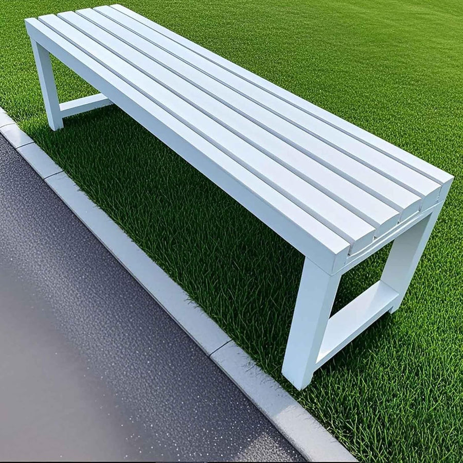 Metal Garden Bench 1.2m Backless Outdoor Park Patio Seat Cream
