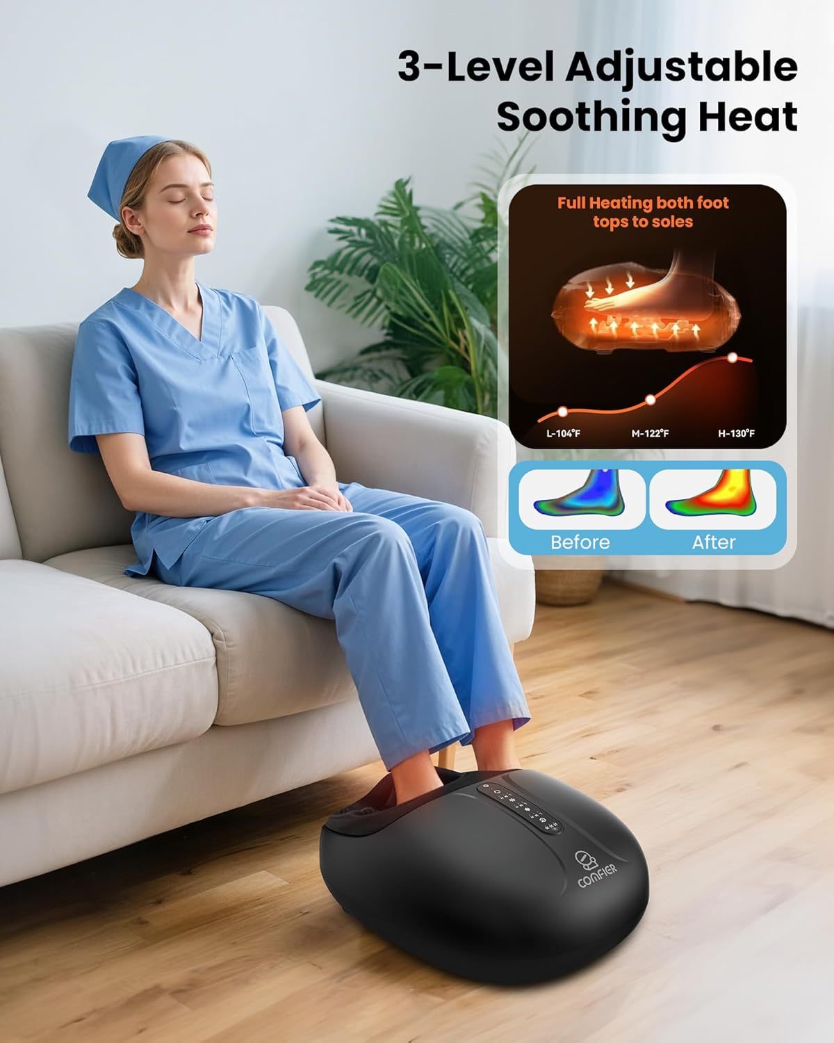 Shiatsu Foot Massager Heat Compression Remote Control Size 14