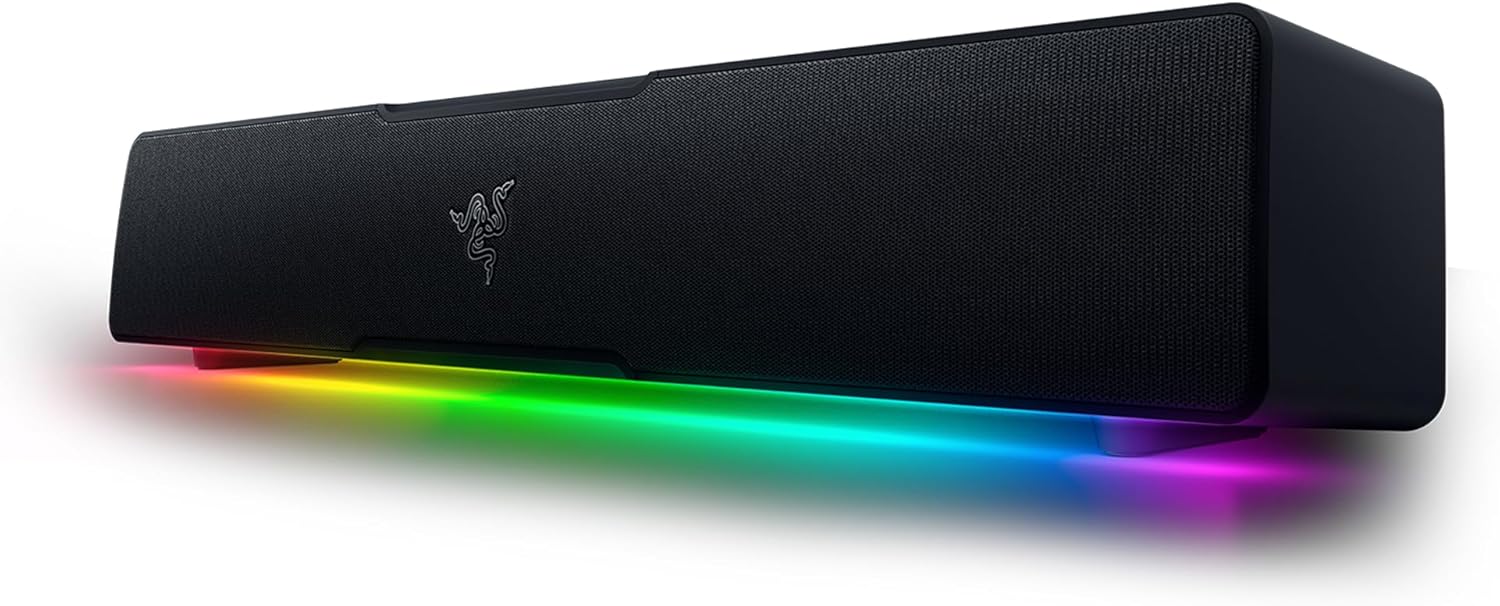PC Gaming Soundbar USB C Bluetooth RGB Desktop Speakers Stereo Audio