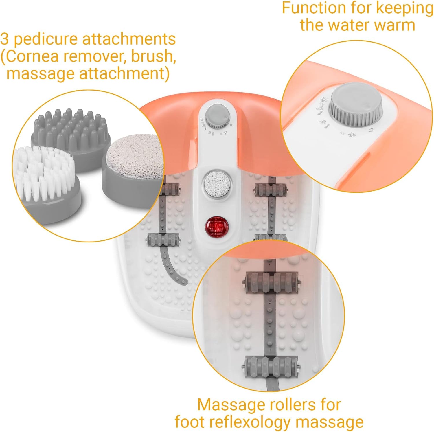 Foot Spa Bath Massager Heat Bubble Vibration Pedicure Tub
