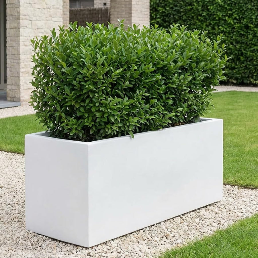 100cm Large Trough Planter White Stone Effect Outdoor Garden Pot
