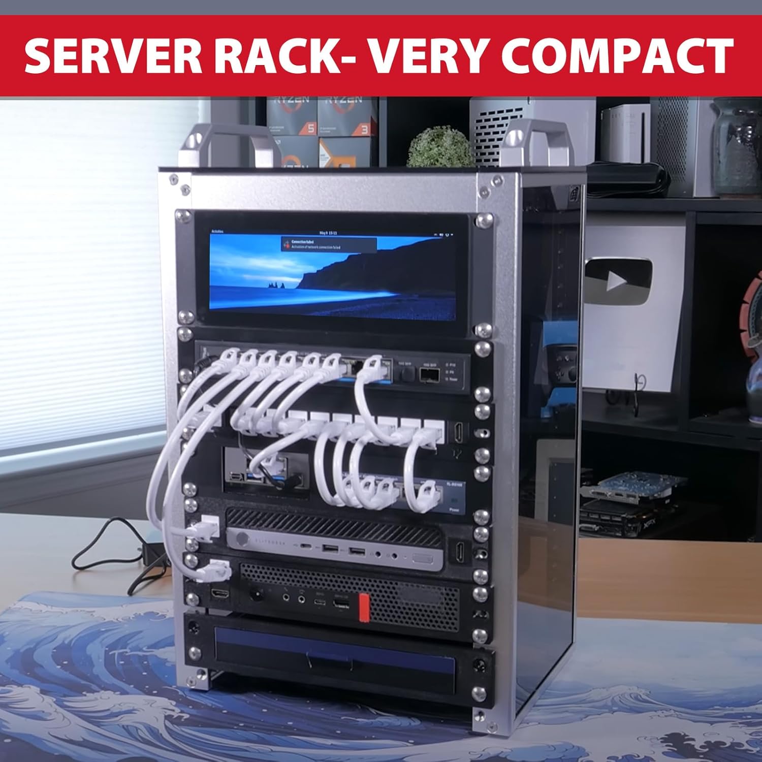 10 Inch 8U Mini Server Rack Cabinet Silver