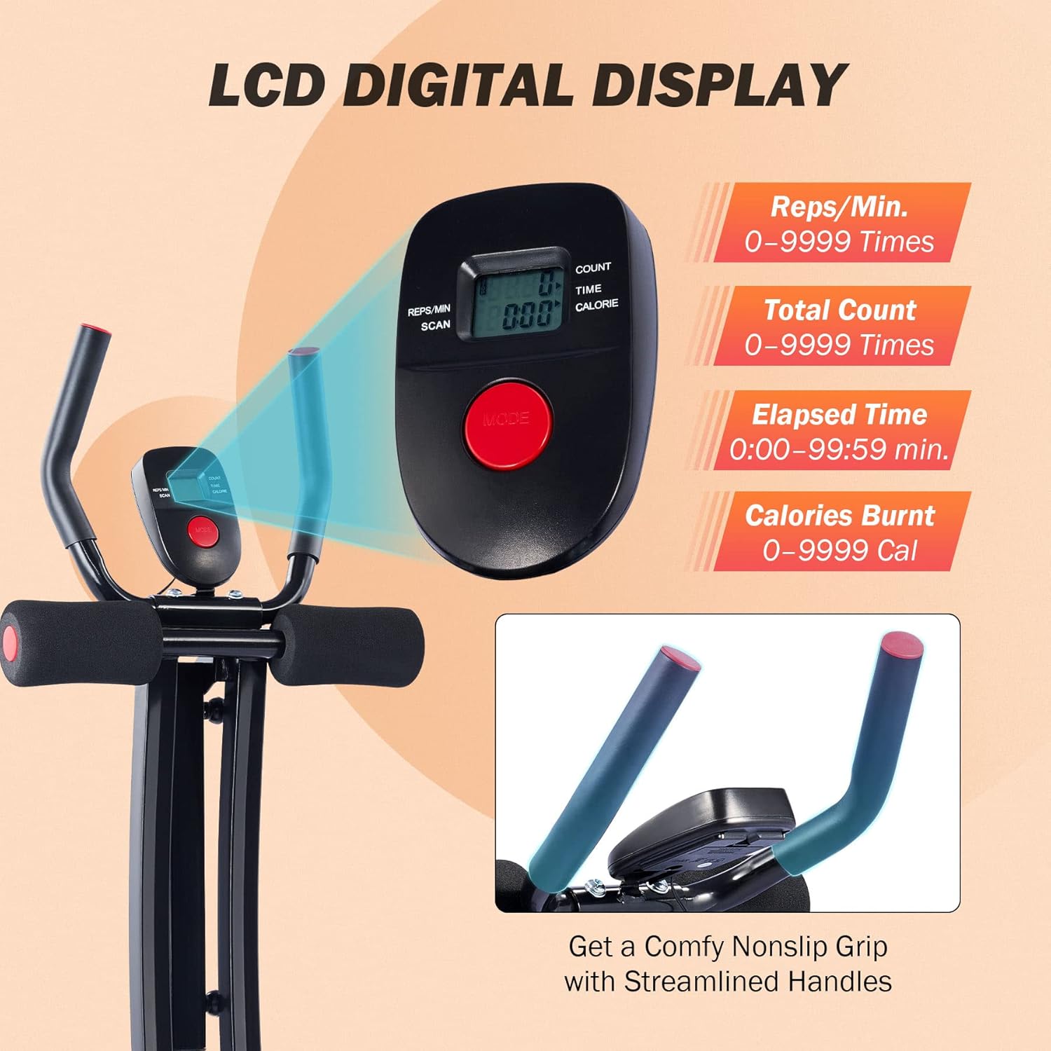 Ab Machine Core Trainer Foldable Abdominal Workout Equipment LCD