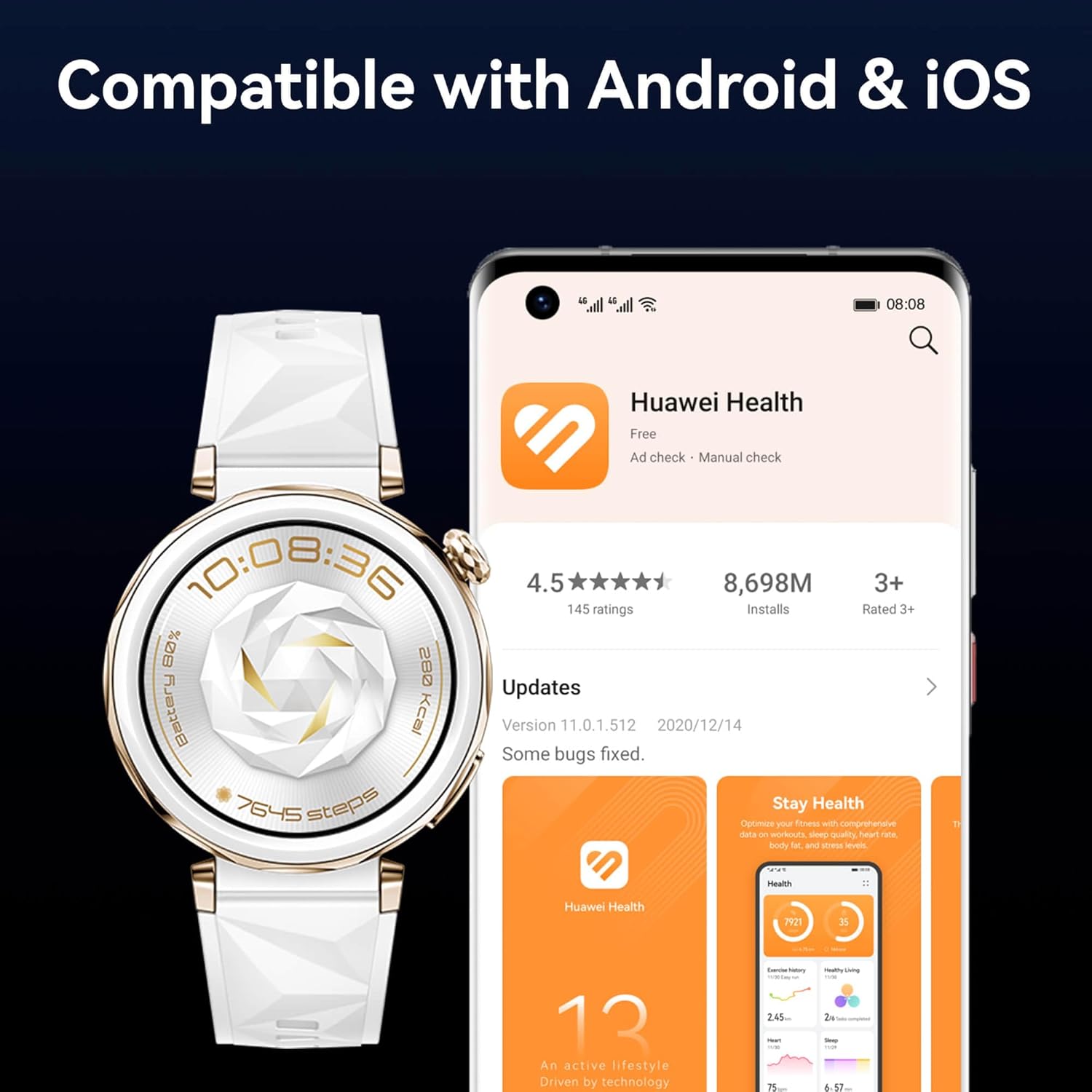 Titanium GPS Smart Watch ECG Golf 14 Day Battery