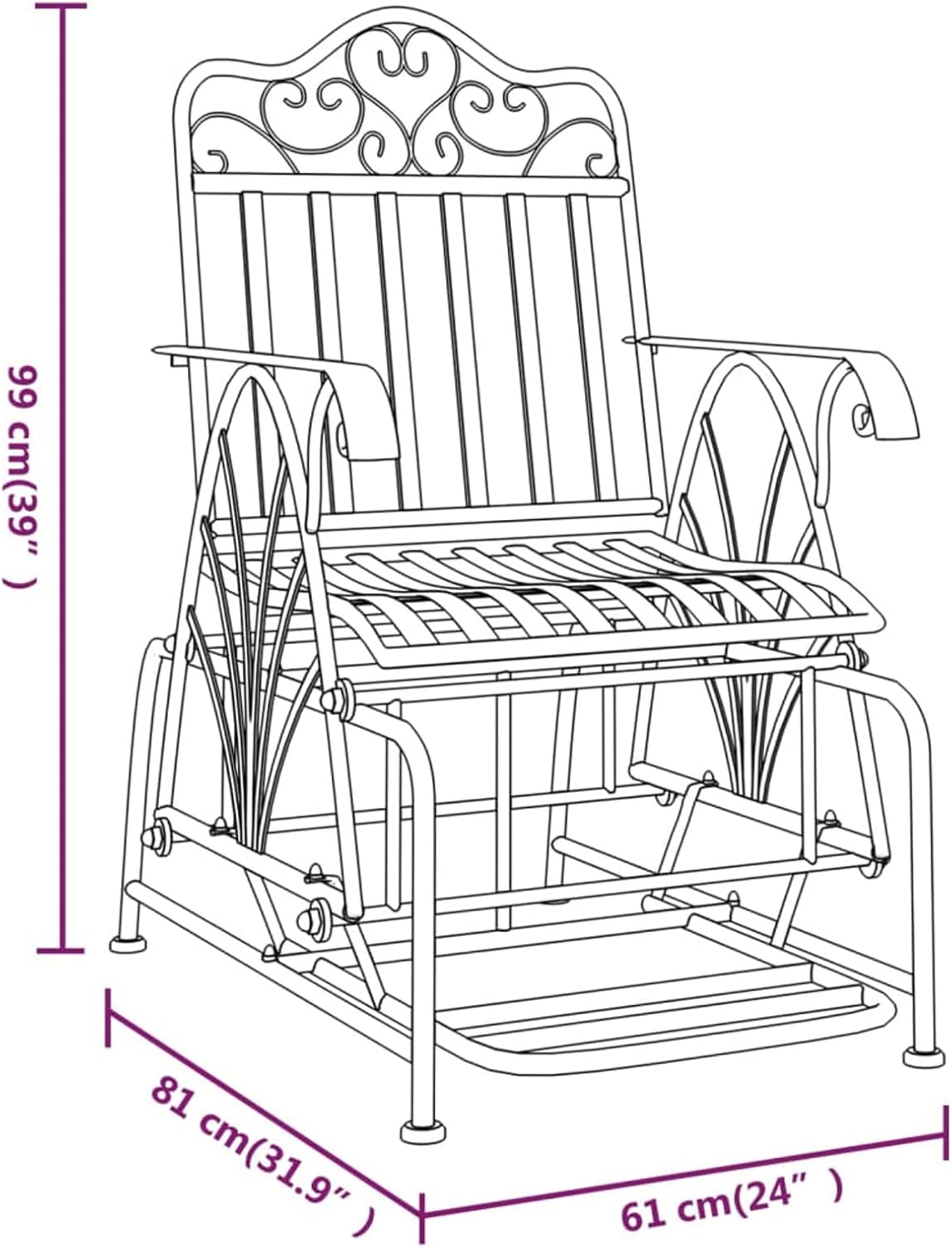 Steel Garden Glider Bench Rocking Patio Chair Outdoor Seat