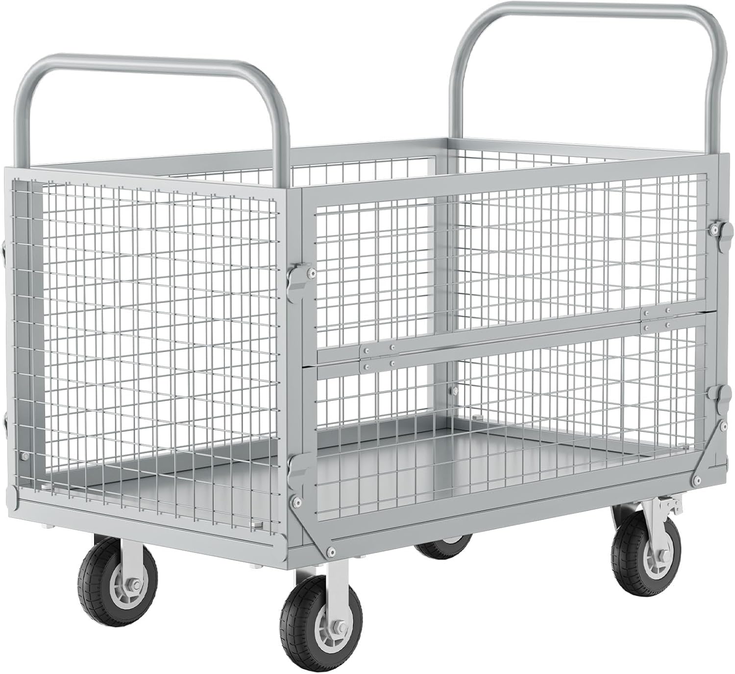 2500LB Heavy Duty Platform Truck Cage Flatbed Cart