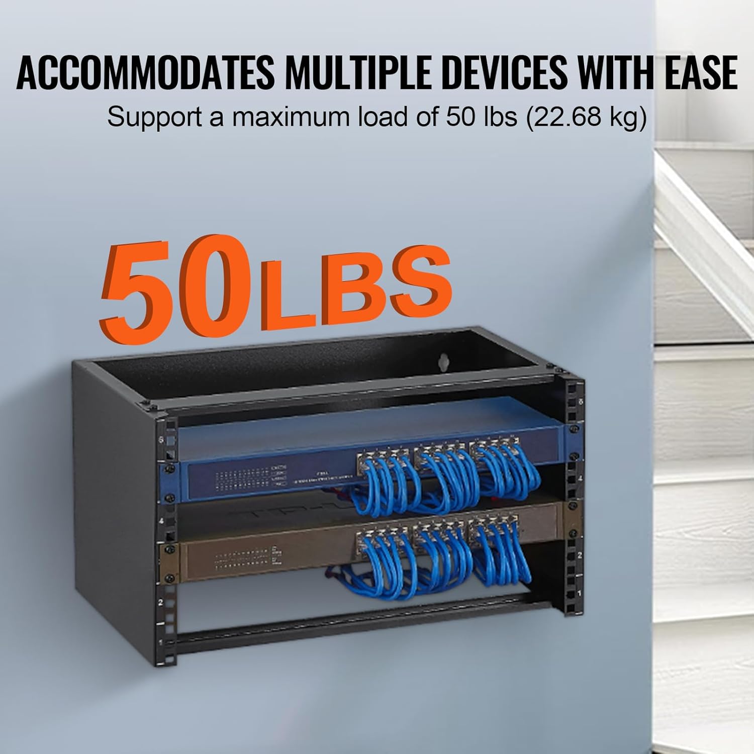 6U Wall Mount Network Rack 19 Inch 14 Inch Steel Bracket