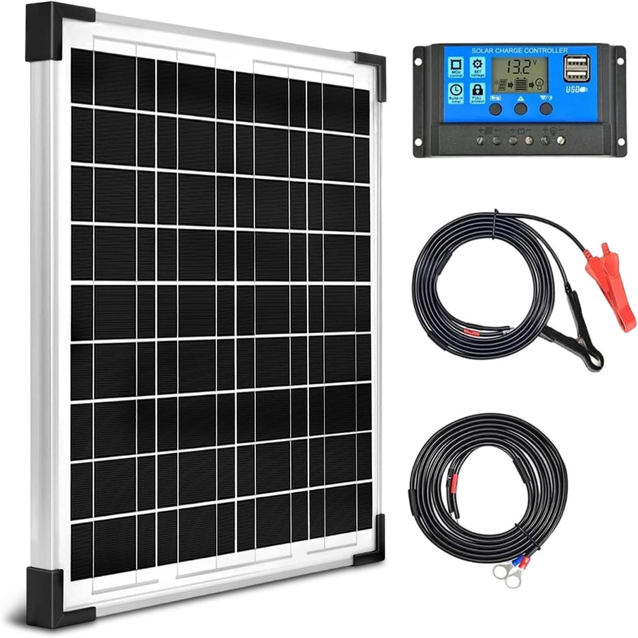 20W Solar Panel 12V Battery Charger Kit PWM Controller