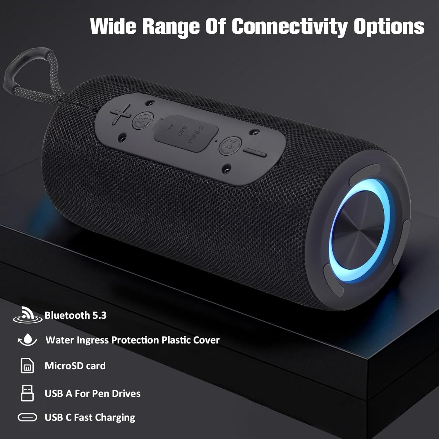 Bluetooth Speaker 24Hr Battery RGB Bass TWS Portable USB C
