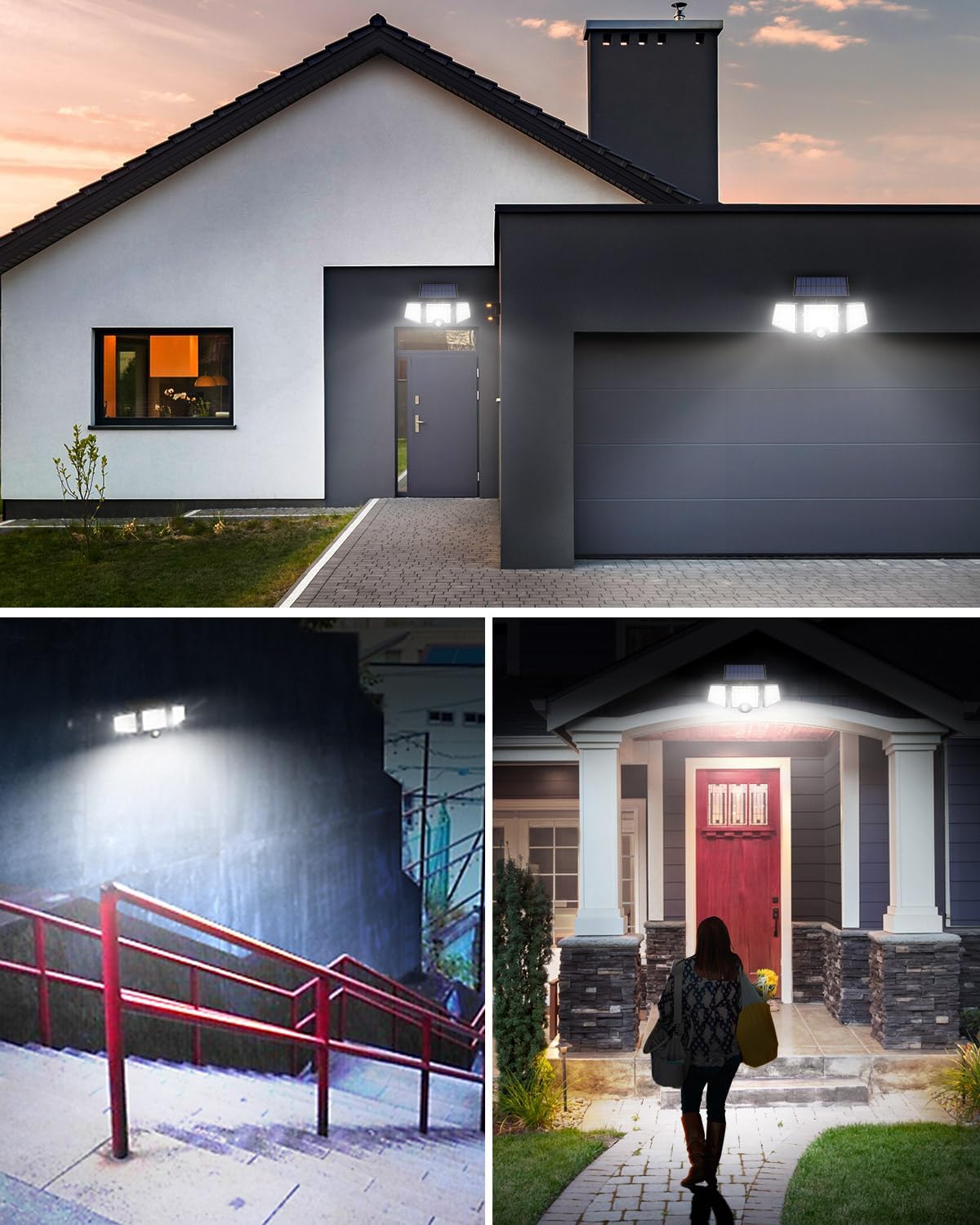 1200LM Solar Security Light Motion Sensor 3 Head IP65