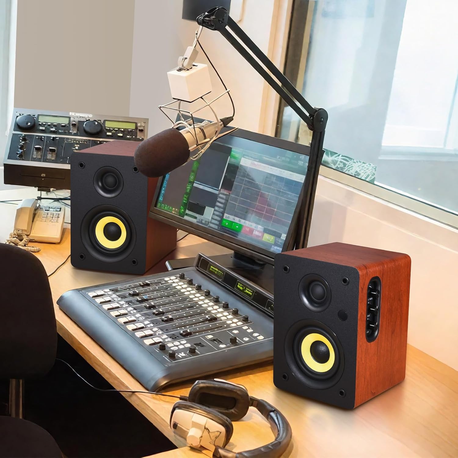 80W Bluetooth Bookshelf Speakers HiFi Studio Monitor USB DAC Optical TRS