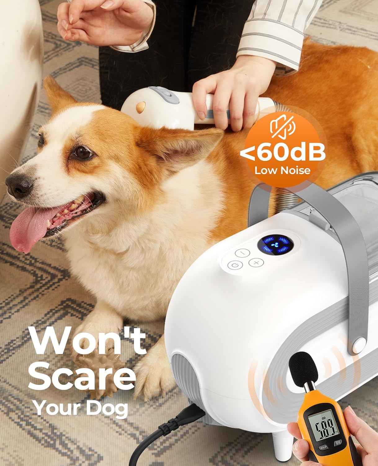Pet Grooming Vacuum Dog Cat Low Noise 5 Tool Hair Remover