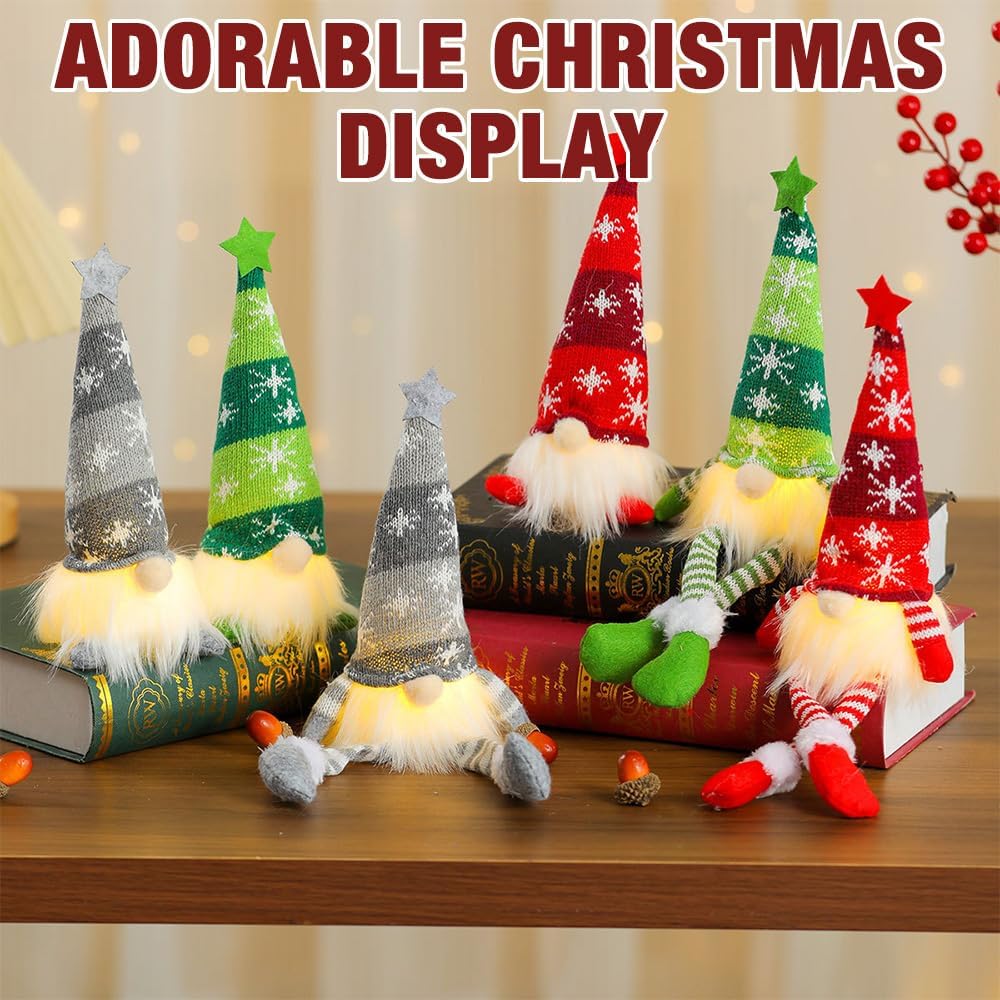 6PCS Christmas Gnome Lights LED Plush Santa Gonk Holiday Decor