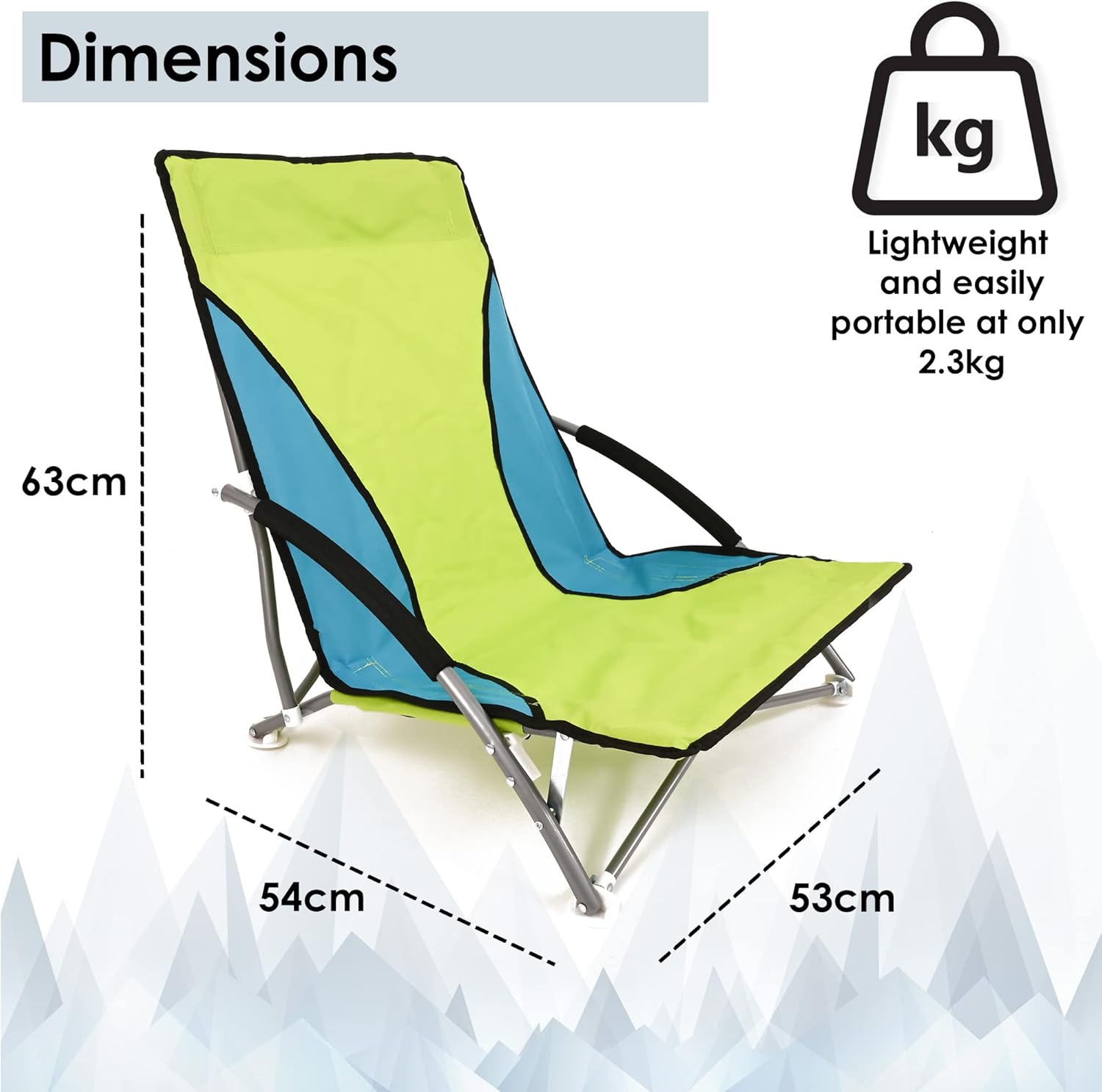 Set of 2 Low Folding Beach Chairs Green