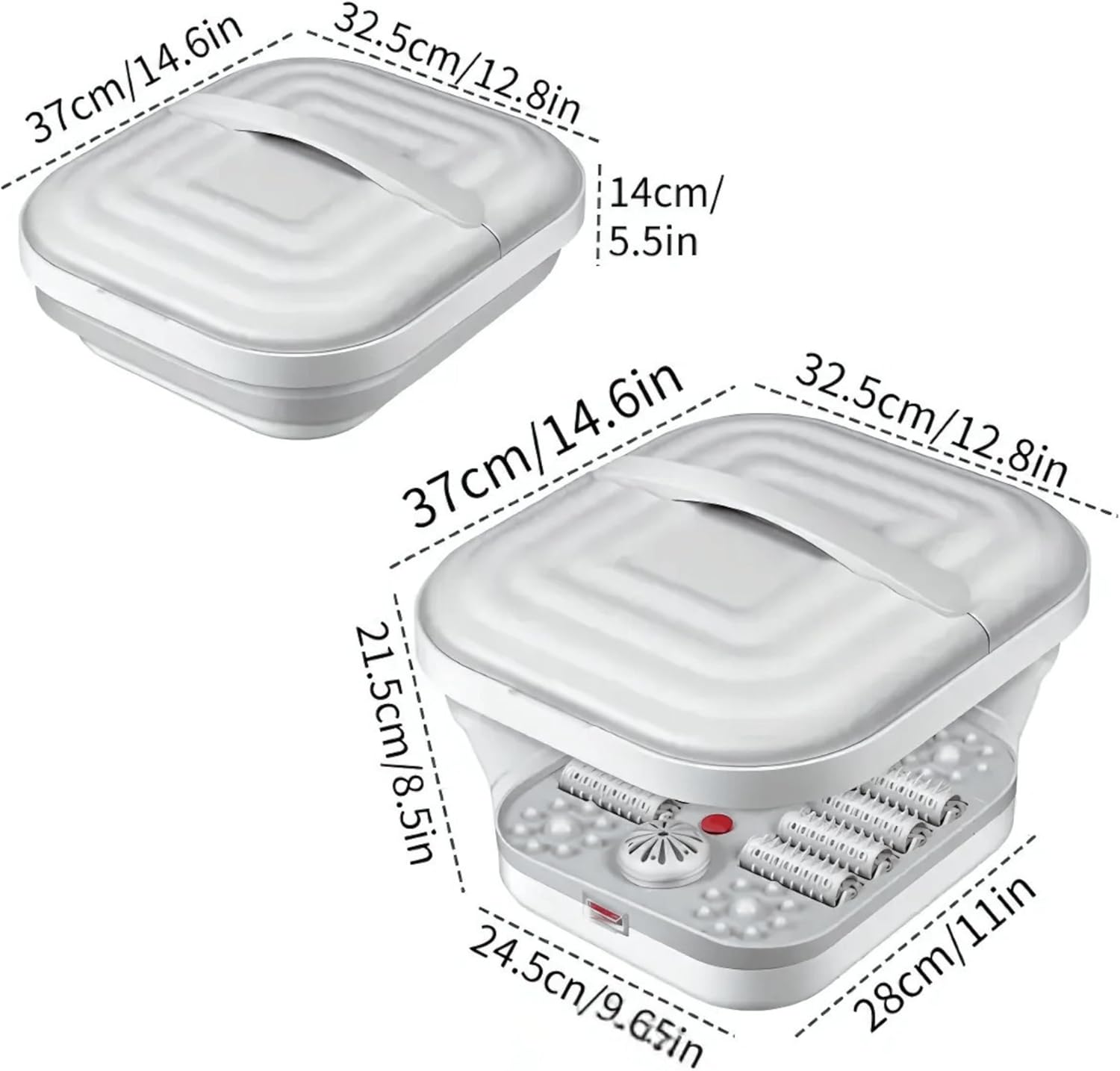 Electric Foot Spa Massager Heat LED Shiatsu Rollers Foot Bath Relax