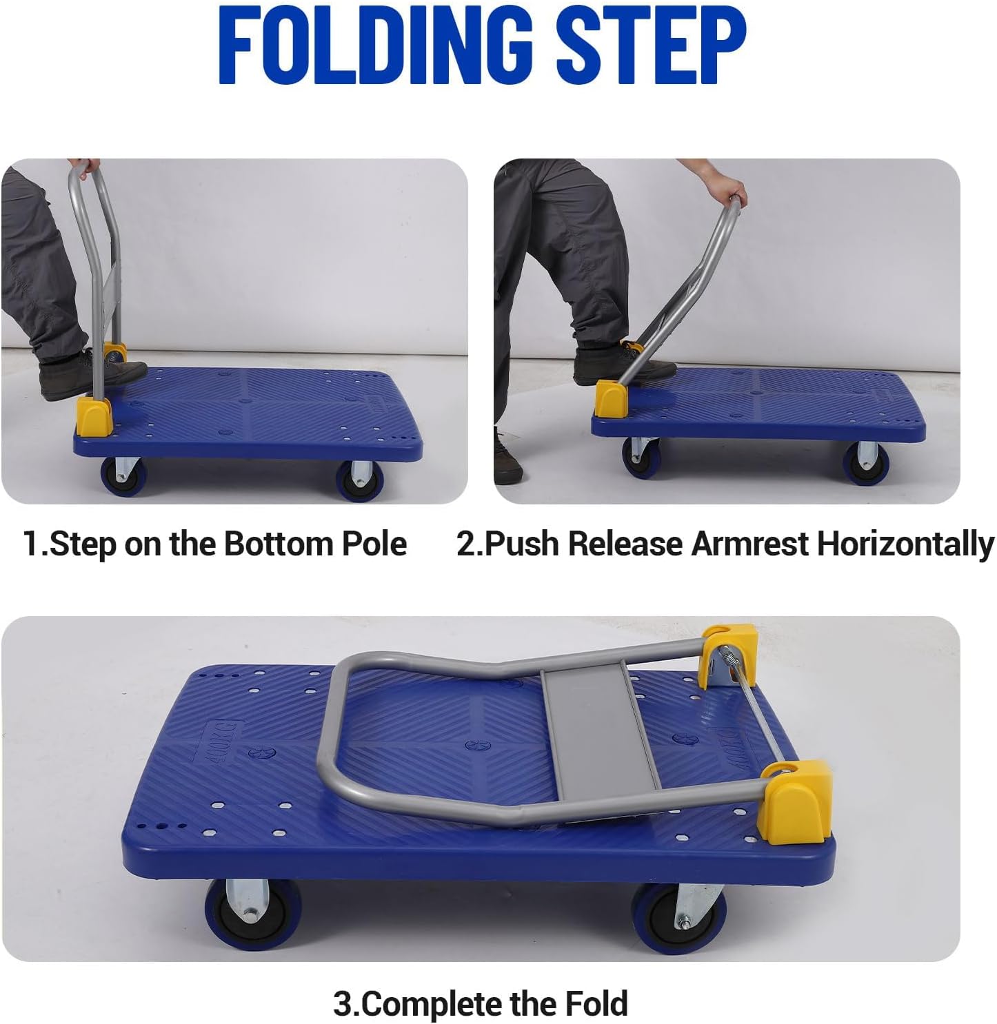 600KG Heavy Duty Platform Truck Folding Flatbed Trolley