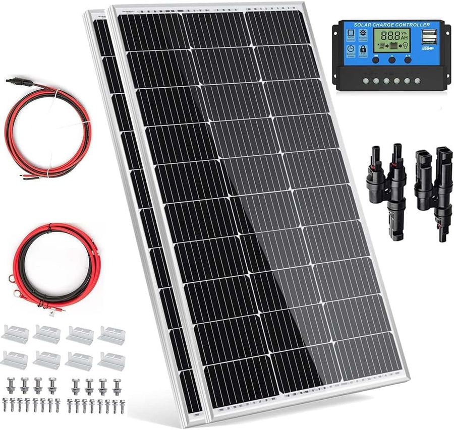 200W Solar Panel Kit 2 x 100W 12V 20A Controller