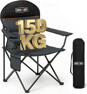Oversized Camping Chair 150kg Lightweight Grey Folding
