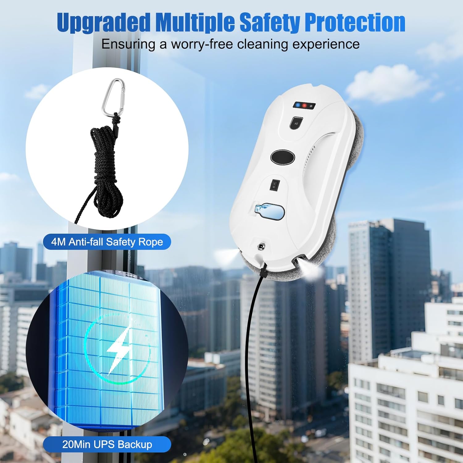 Robot Window Cleaner 5600Pa Smart Glass Cleaner Dual Spray Remote