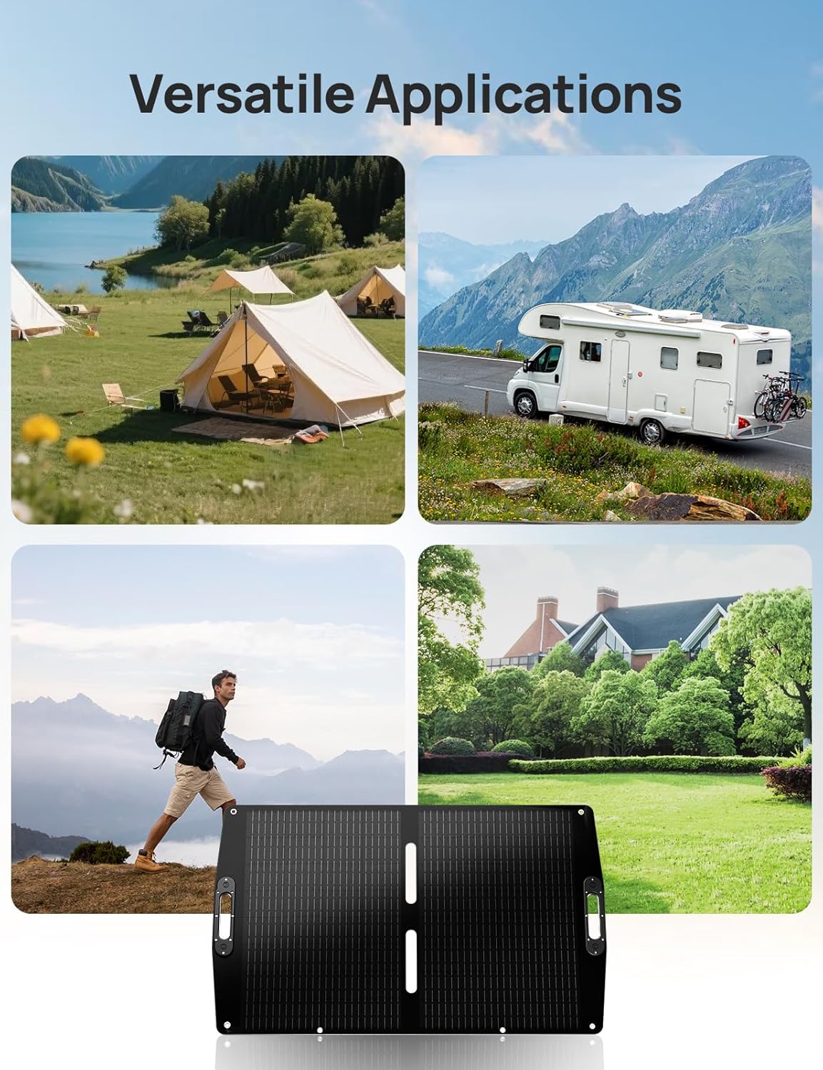 100W Foldable Solar Panel 12V Portable Charger RV Camping
