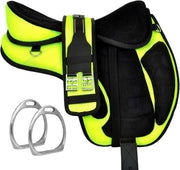 Green Lightweight Treeless Horse Saddle Padded Seat With Girth