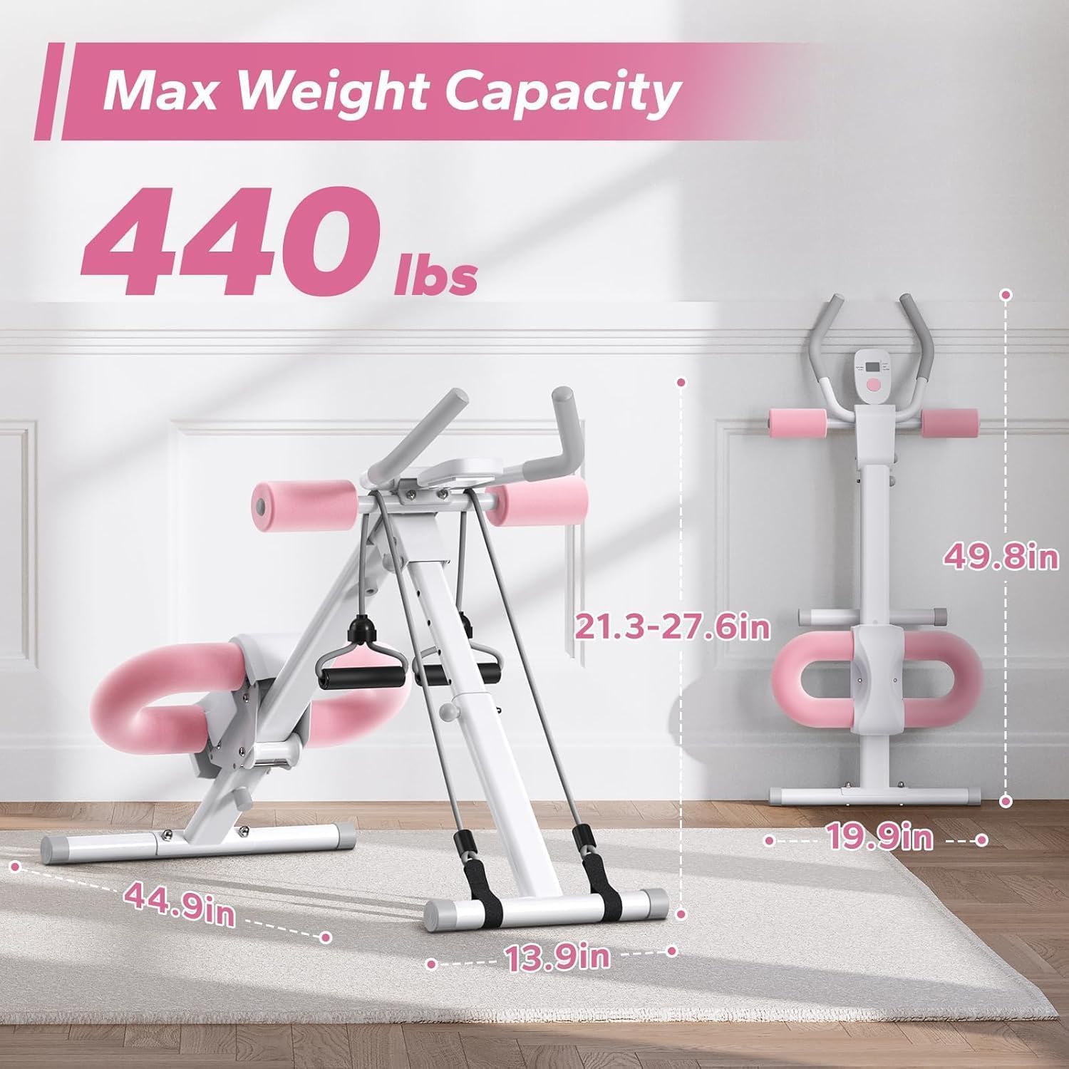 Adjustable Ab Machine Foldable Core Trainer LCD Monitor