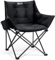 Padded Tub Camping Chair Wide Seat 150KG Black