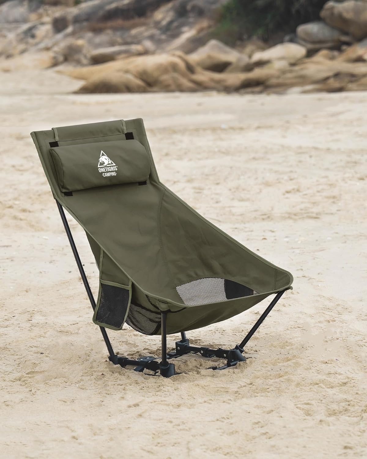 Oversized Camping Chair with Pillow 275lb Green