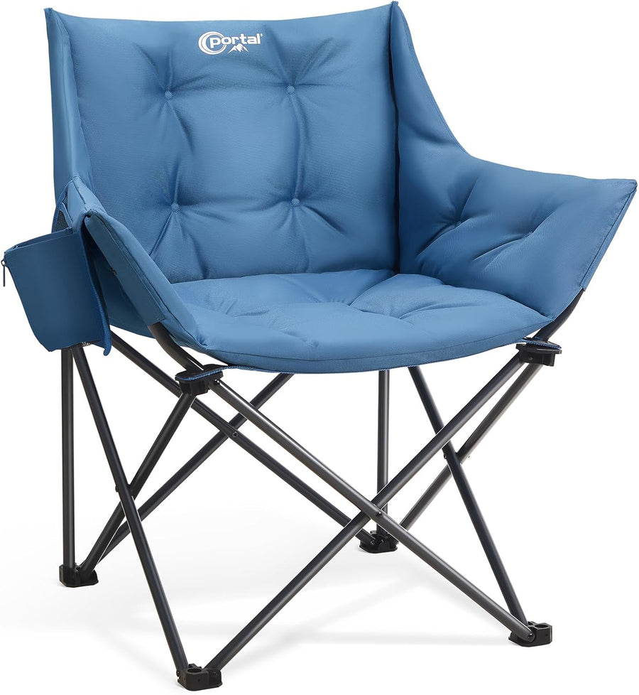 Padded Tub Camping Chair Wide Seat 150KG Blue