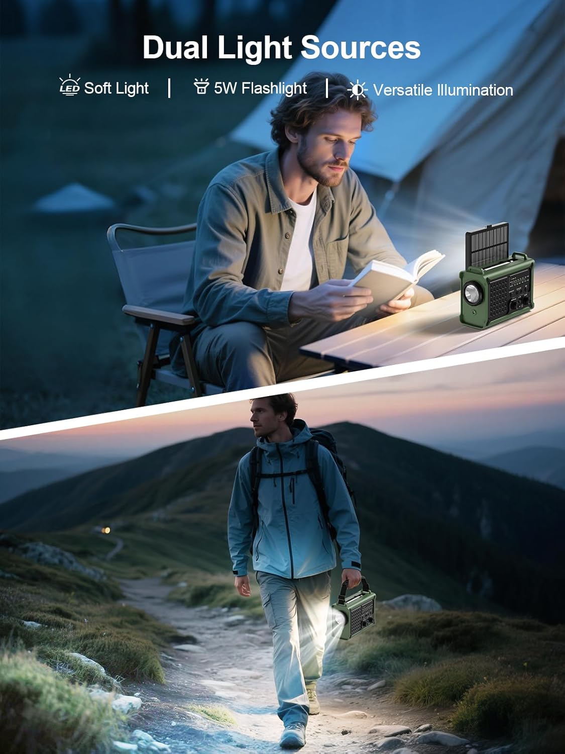 Emergency Wind Up Radio Solar Hand Crank 12000mAh SOS