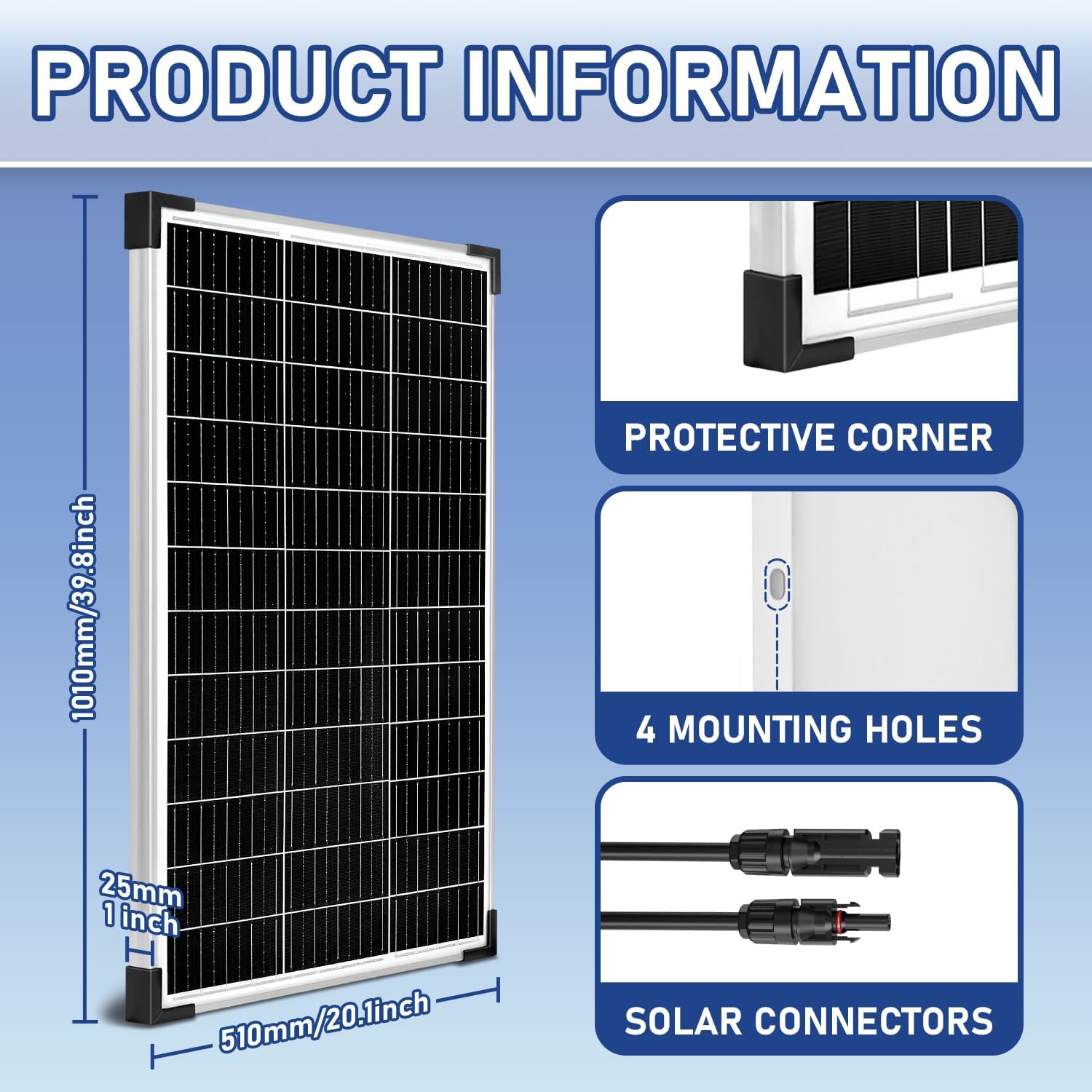 100W 12V Monocrystalline Solar Panel Caravan RV Boat