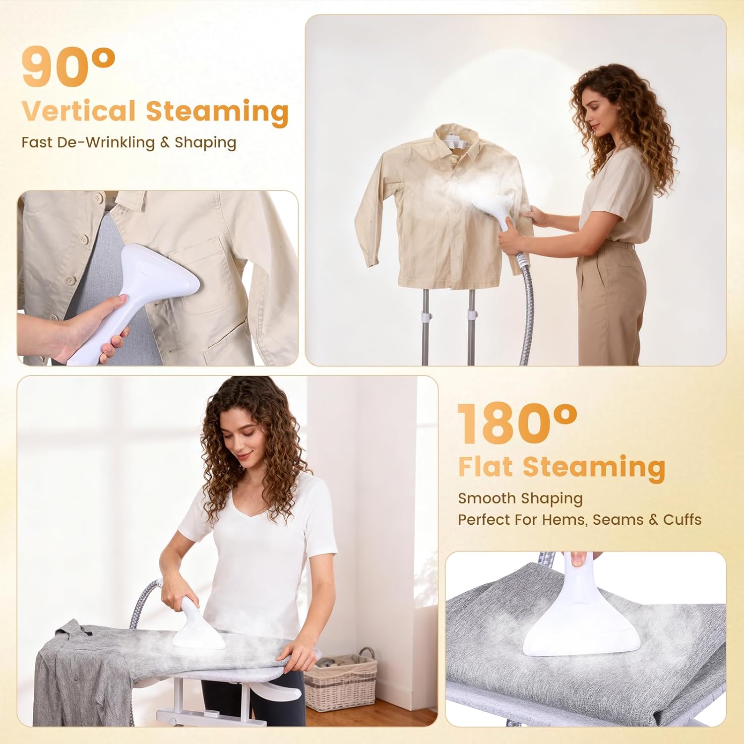 Upright Garment Steamer 2000W 2.5L 9 Levels 38g Steam Iron
