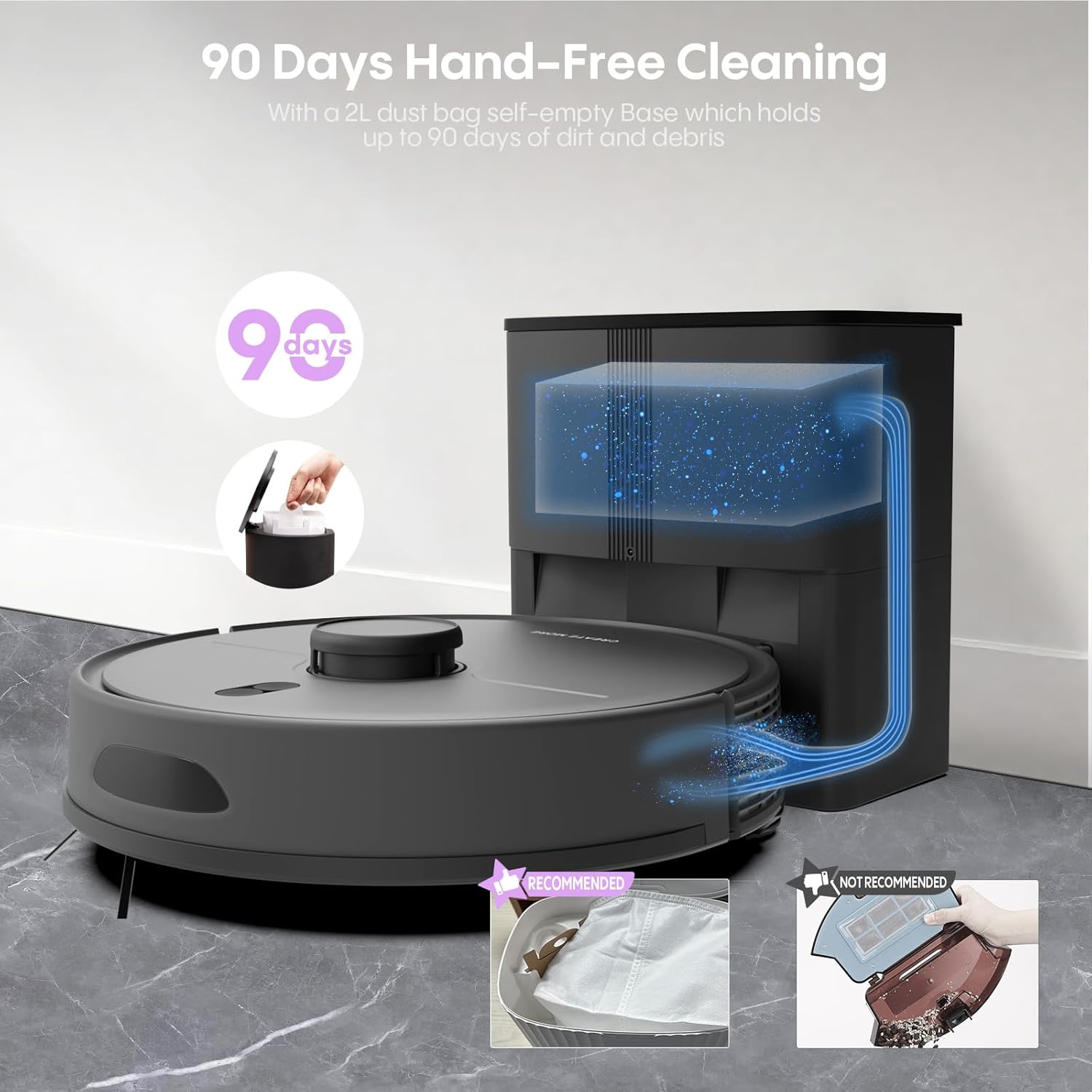 Robot Vacuum Mop Self Empty 5000Pa LiDAR Mapping WiFi Smart Clean