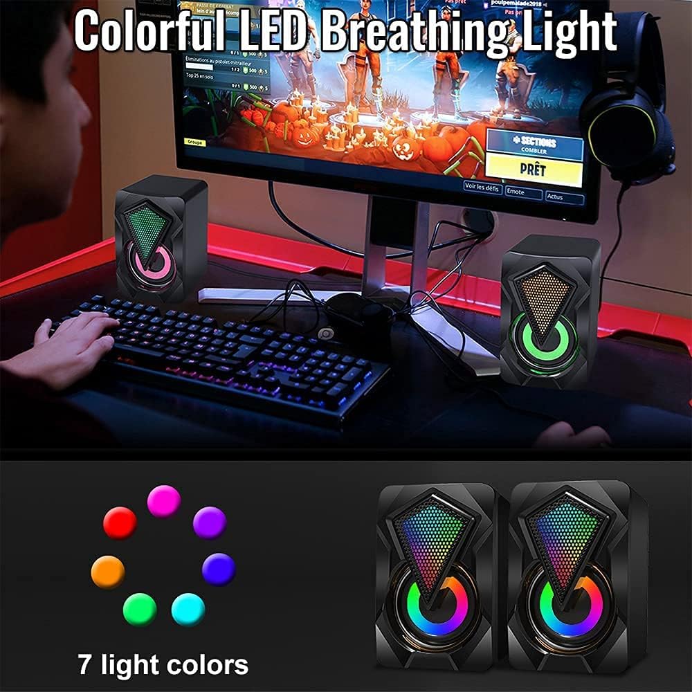 Mini Computer Speakers USB Powered Stereo RGB Desktop Speaker