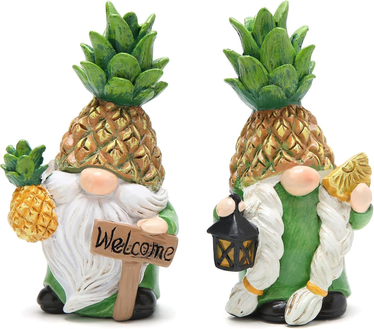 Pineapple Gnome Welcome Sign Resin Garden Ornament Tropical Decor