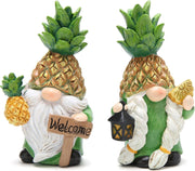 Pineapple Gnome Welcome Sign Resin Garden Ornament Tropical Decor