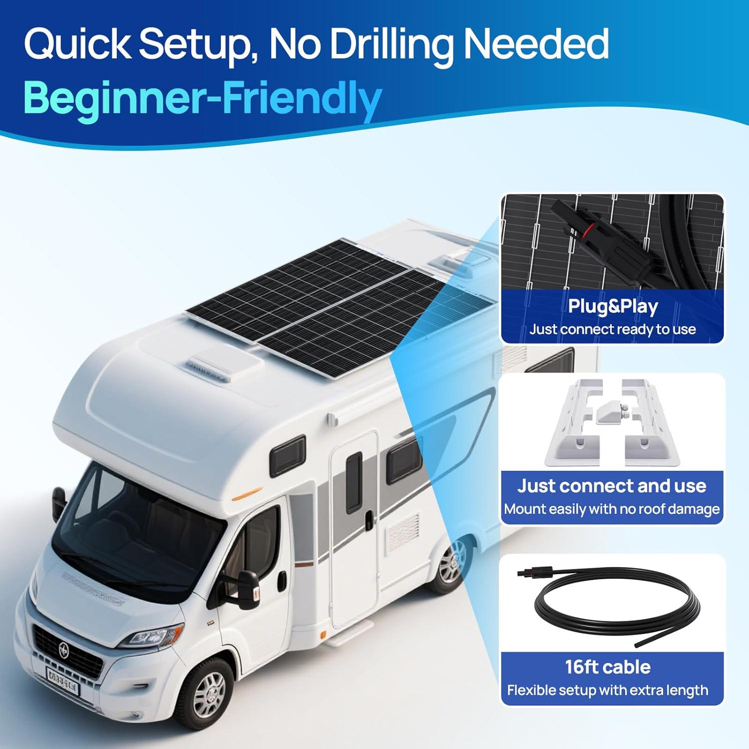390W Solar Panel Kit 12V Bifacial Mono RV Caravan Controller Kit