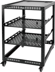 16U Open Frame Network Rack with Wheels 4 Post AV Stand