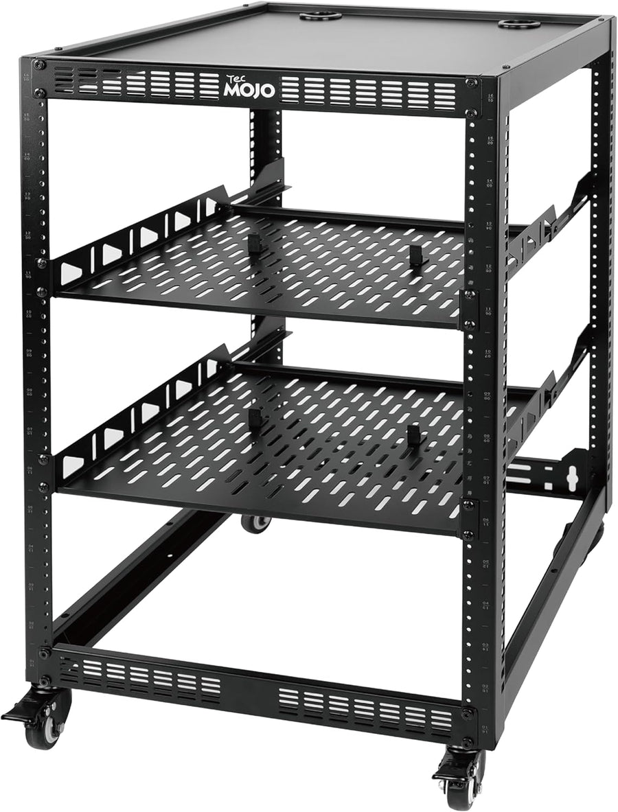 16U Open Frame Network Rack with Wheels 4 Post AV Stand