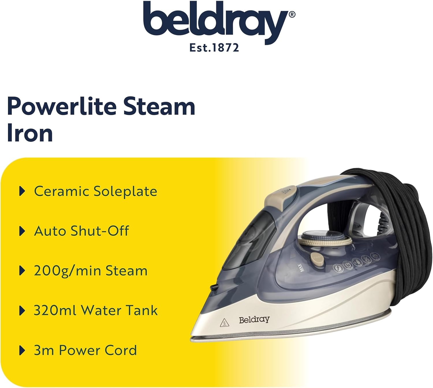 3200W Steam Iron 200g Steam Boost Ceramic Soleplate 320ml Tank