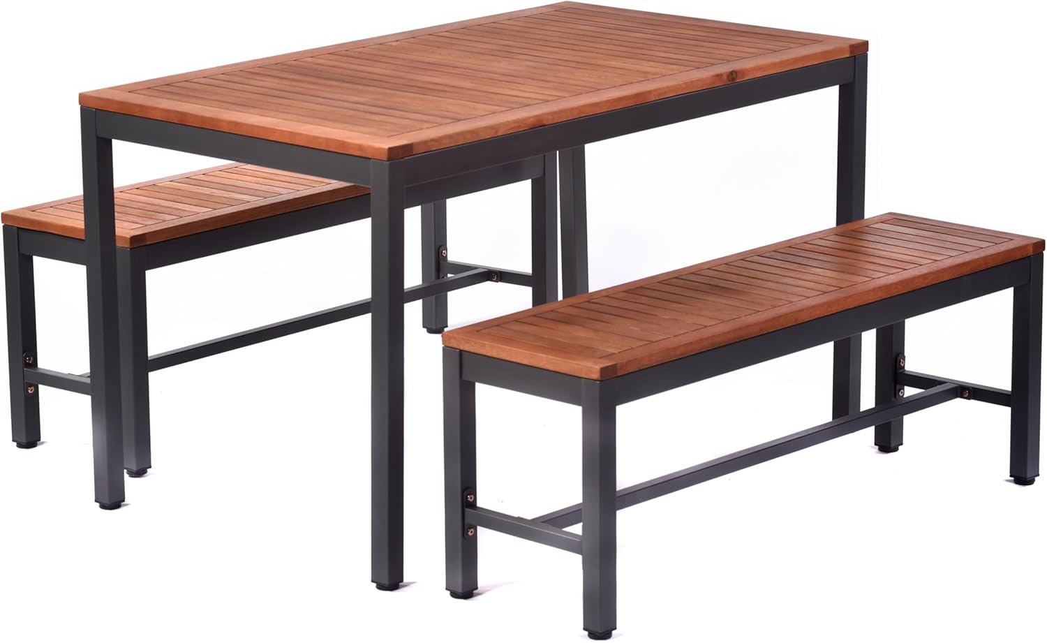 120cm Wooden Garden Patio Bench Metal Frame Outdoor Park Seat