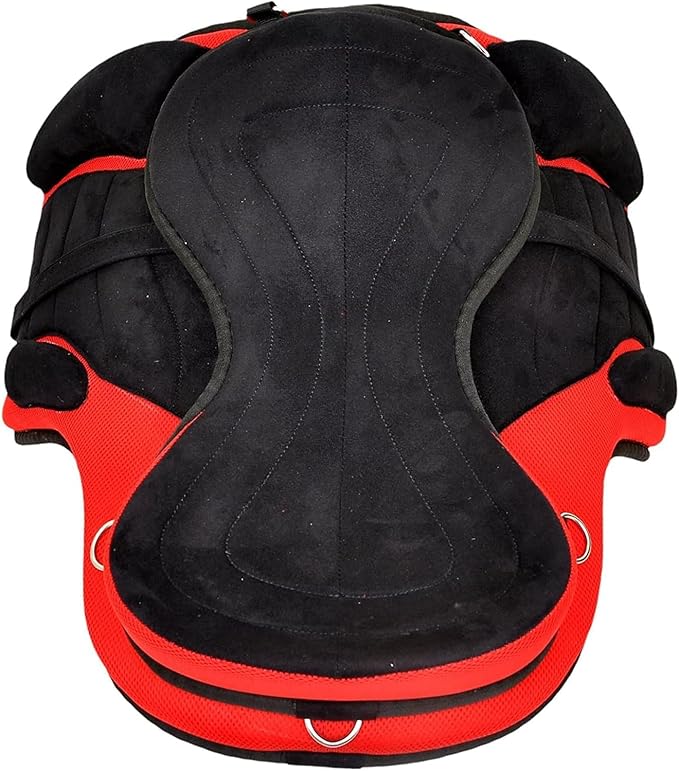 Red Treeless Horse Saddle 16 Inch Synthetic Suede Seat