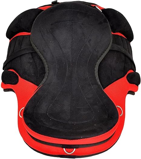 Treeless Horse Saddle 17 Inch Red Synthetic Lightweight Seat