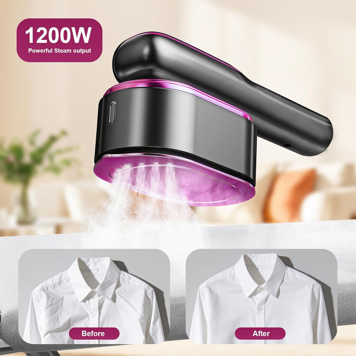 Portable Clothes Steamer 1200W Travel Iron LED Display 5 Modes